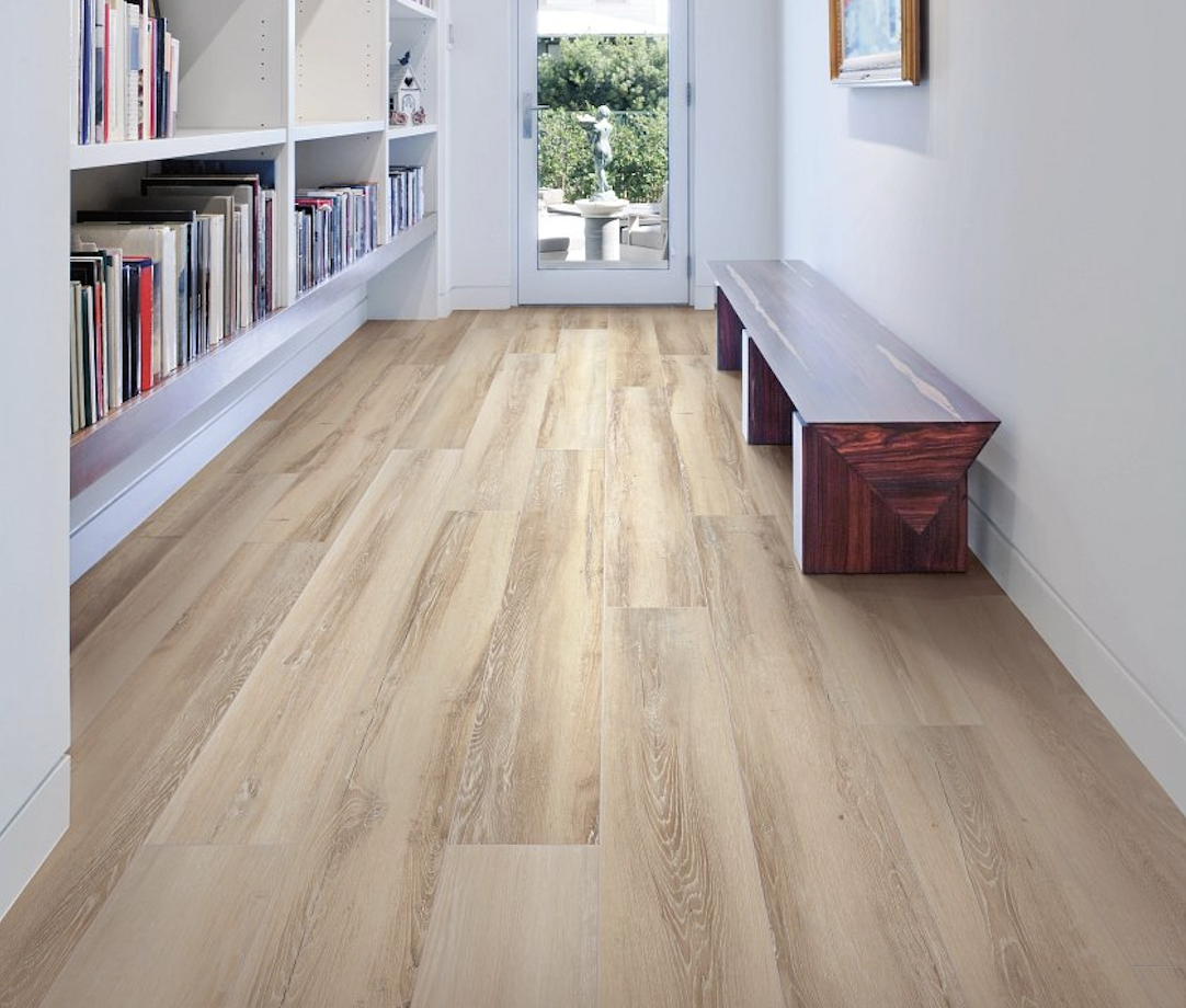 Home library with lvp flooring