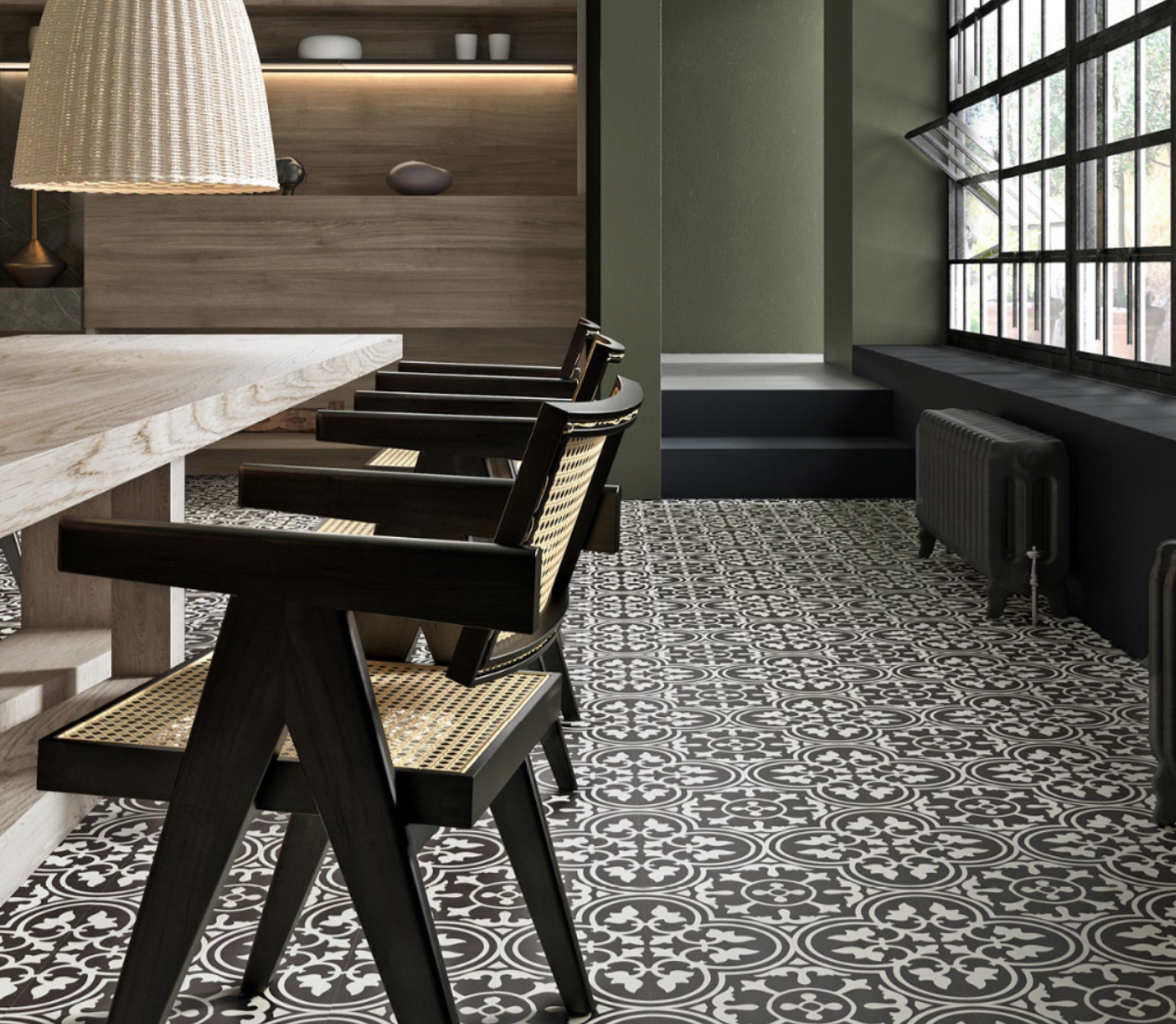 Black and white detail flooring