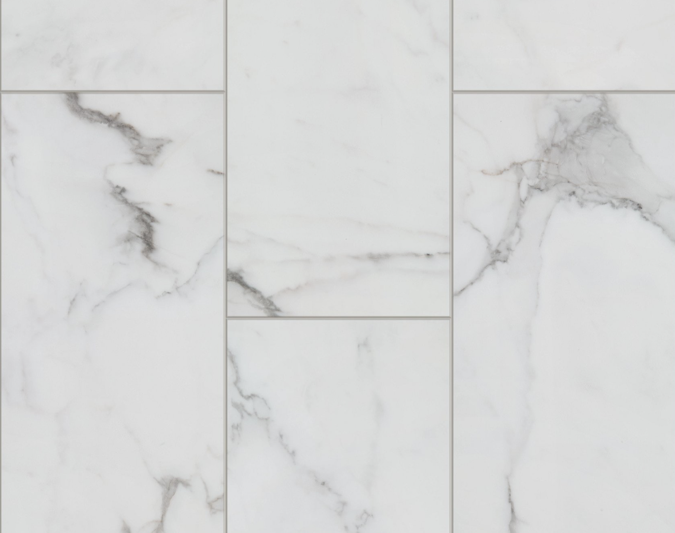 White LVP flooring with grey marbling detail