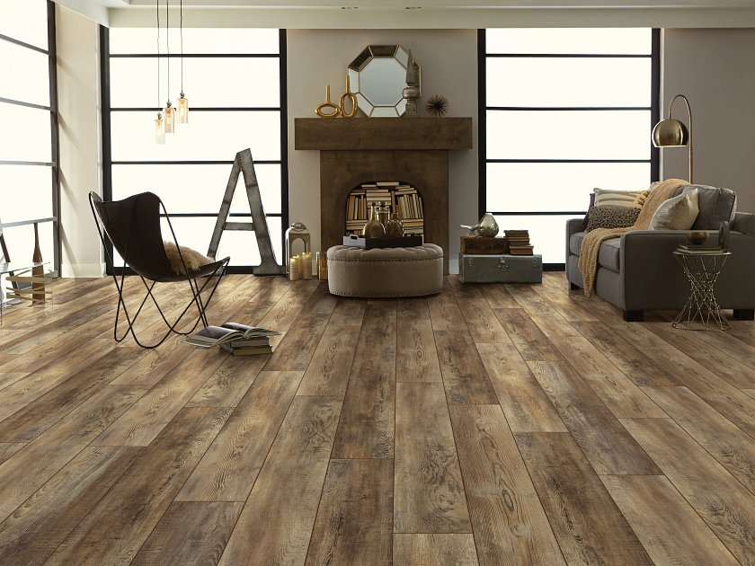 Rustic style living room flooring