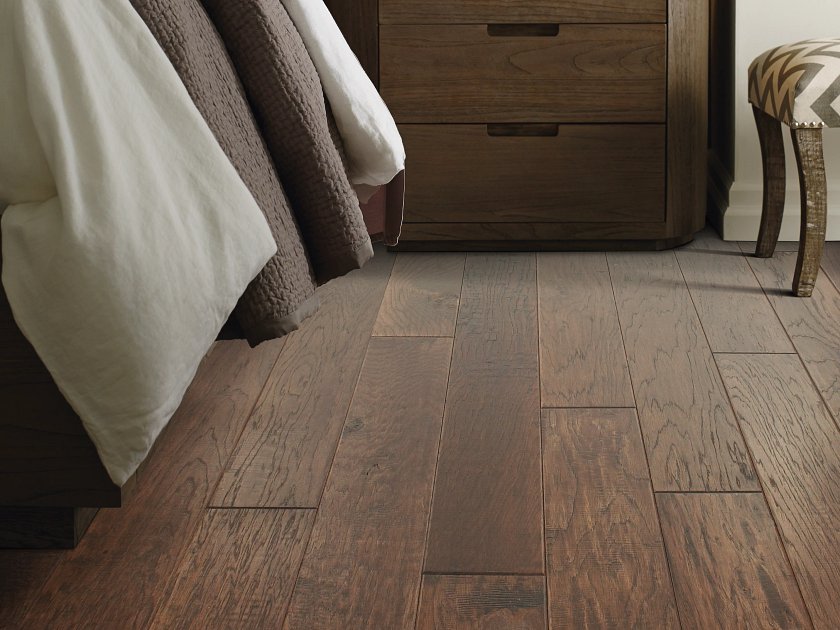 Bedroom flooring next to night stand