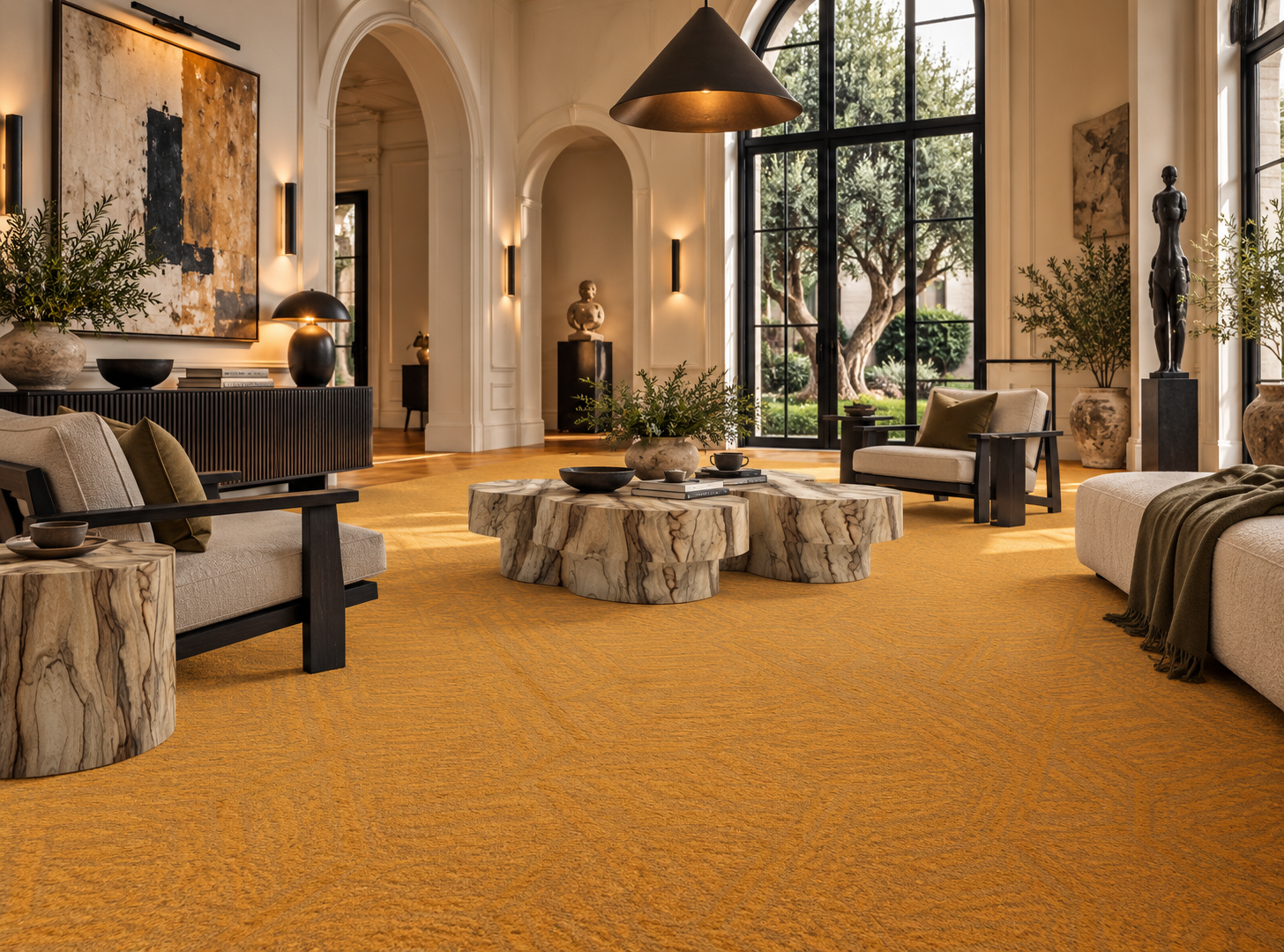 Bright yellow orange carpet